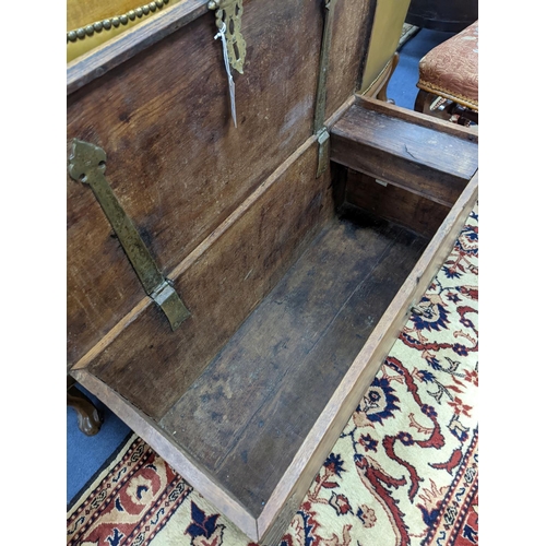 178 - A small Eastern rectangular hardwood trunk, length 92cm, depth 38cm, height 44cm