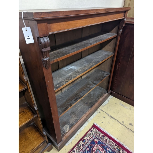 18 - A Victorian mahogany open bookcase, width 106cm, depth 34cm, height 120cm