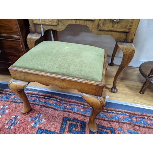 188 - A 1920's Queen Anne revival banded walnut lowboy, width 76cm, depth 51cm, height 75cm together with ... 