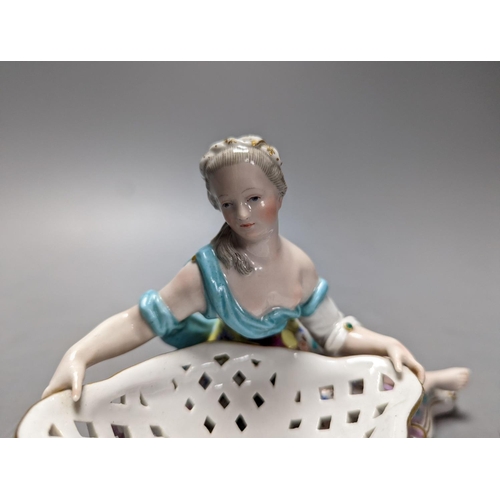 252 - A 19th century Meissen figural basket, incised number to base ‘2875’ 17cm