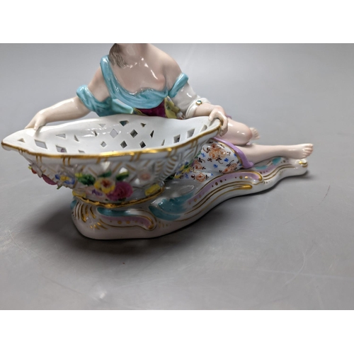 252 - A 19th century Meissen figural basket, incised number to base ‘2875’ 17cm