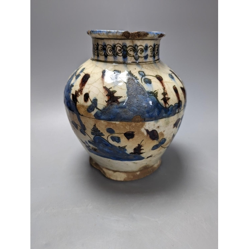 253 - A Persian fritware jar, probably 17th century. 22cm