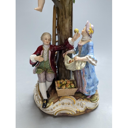 259 - A 19th century Meissen porcelain figure group of fruit pickers, incised number to base ‘2229’. 26cm... 