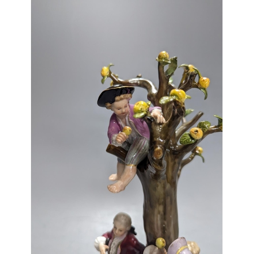 259 - A 19th century Meissen porcelain figure group of fruit pickers, incised number to base ‘2229’. 26cm... 