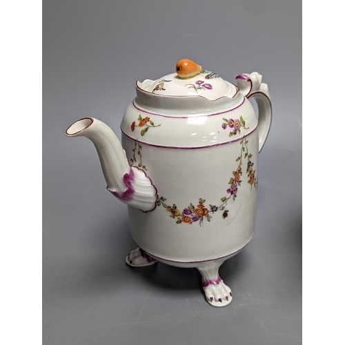 261 - Two late 18th/early 19th century Ludwigsburg teapots and covers, 17cm