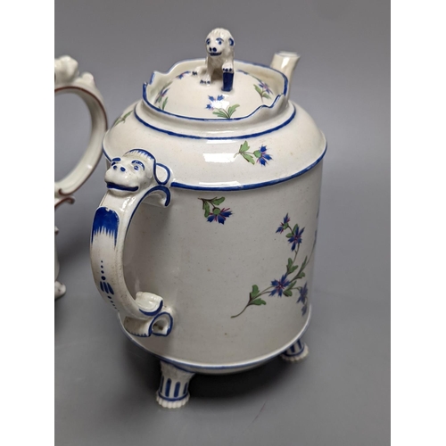 261 - Two late 18th/early 19th century Ludwigsburg teapots and covers, 17cm