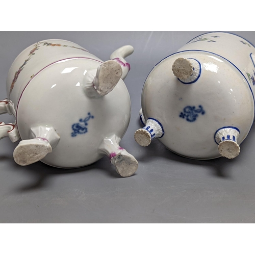 261 - Two late 18th/early 19th century Ludwigsburg teapots and covers, 17cm