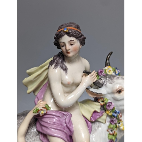 263 - AcLudwigsburg porcelain figural group Europa and the Bull, late 19th century, 23cm