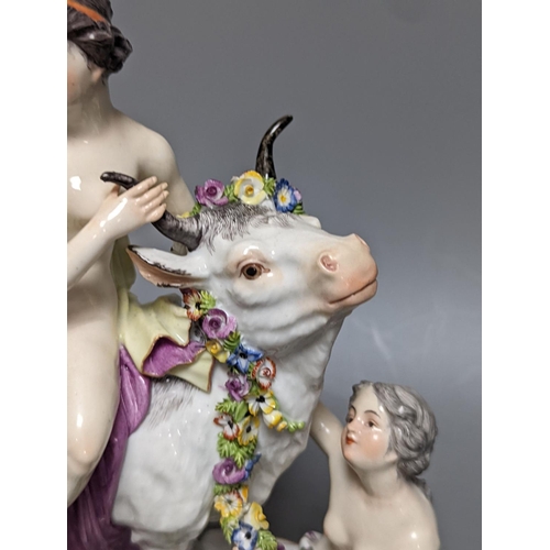 263 - AcLudwigsburg porcelain figural group Europa and the Bull, late 19th century, 23cm