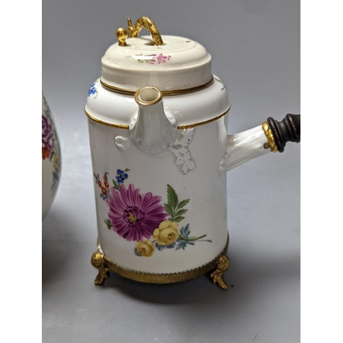 266 - An 18th century Meissen hotwater pots and a Marcolini period coffee or chocolate pot (a.f) tallest 2... 