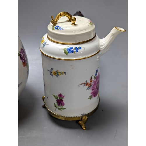 266 - An 18th century Meissen hotwater pots and a Marcolini period coffee or chocolate pot (a.f) tallest 2... 