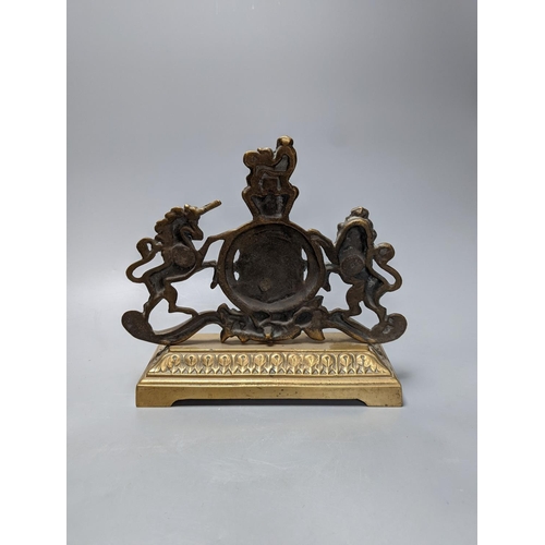 267 - A Victorian bronze Royal Coat of Arms doorstop 28cm