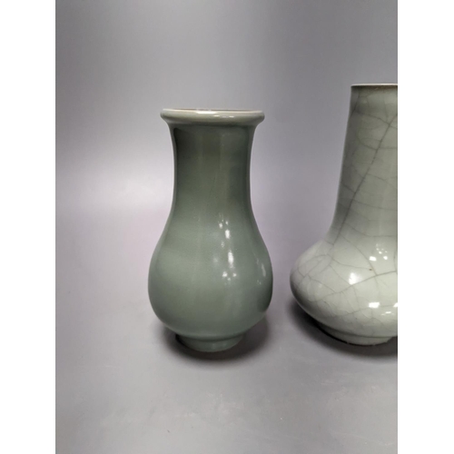 268 - Two Chinese celadon glazed vases, tallest 18 cm