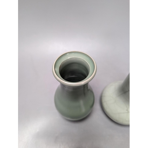 268 - Two Chinese celadon glazed vases, tallest 18 cm