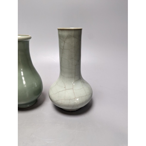 268 - Two Chinese celadon glazed vases, tallest 18 cm