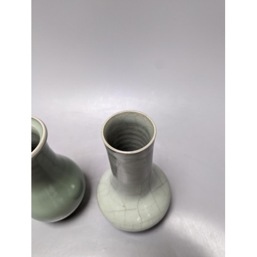 268 - Two Chinese celadon glazed vases, tallest 18 cm