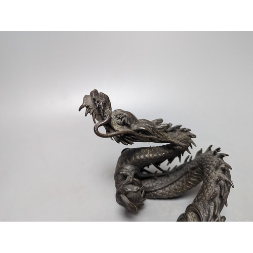 269 - A pair of early 20th century Japanese bronze figures of dragons 22cm