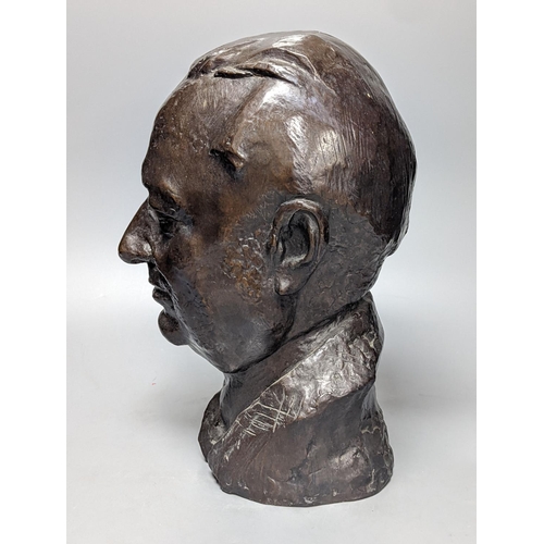 273 - Michel Millberger, bronze bust of a man, indistinct foundry mark 34cm