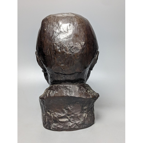 273 - Michel Millberger, bronze bust of a man, indistinct foundry mark 34cm