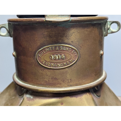 276 - A Bulpitt & Sons Ltd. brass railway lamp, 1916. 40cm