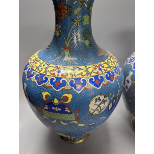 281 - A pair of late 19th/early 20th century Chinese cloisonné enamel ‘Buddhist emblems’ vases 36cm... 