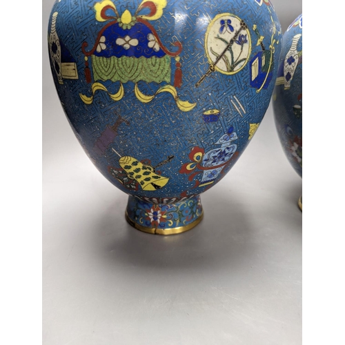 281 - A pair of late 19th/early 20th century Chinese cloisonné enamel ‘Buddhist emblems’ vases 36cm... 