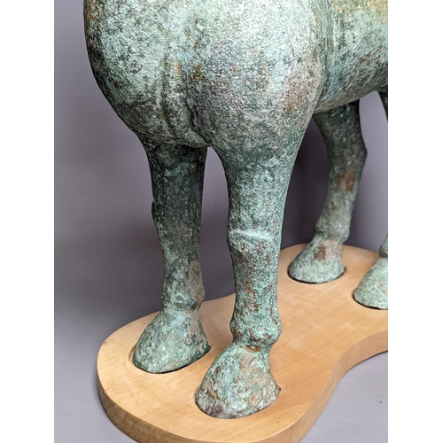 300 - A large Chinese bronze figure of a horse, Han style 58cm