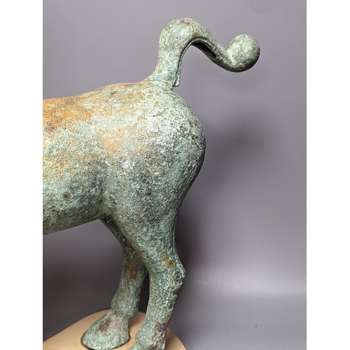 300 - A large Chinese bronze figure of a horse, Han style 58cm