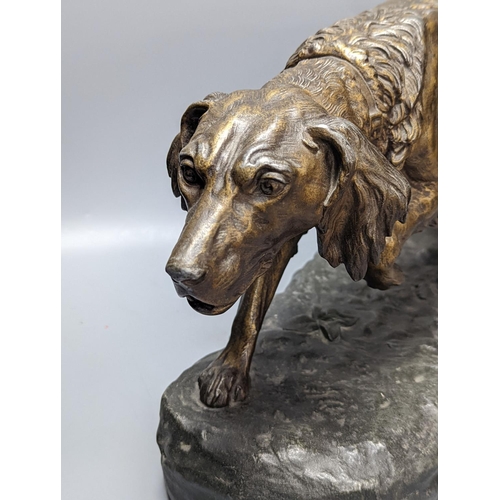 309 - After C. Masso, a patinated spelter figure of a hound 57cm