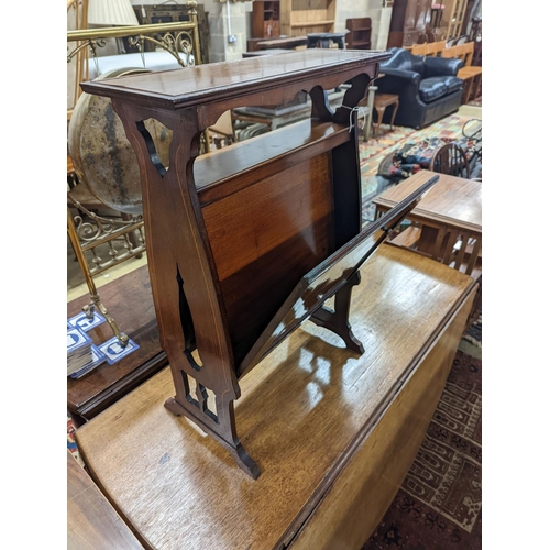 31 - An Edwardian satinwood banded mahogany newspaper stand, width 54cm, depth 22cm, height 75cm... 