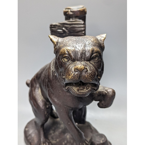 311 - After Mene, a bronze figure of a chained mastiff 33cm