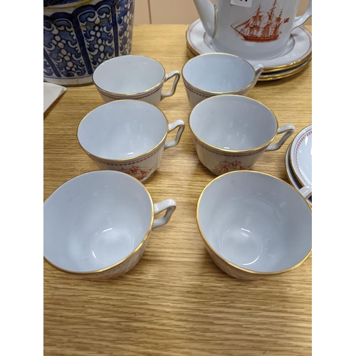 316 - A Spode 'Tradewinds' fruit bowl and matching tea service for six settings