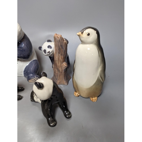 323 - A Copenhagen panda and five USSR animal models, tallest 17cm.