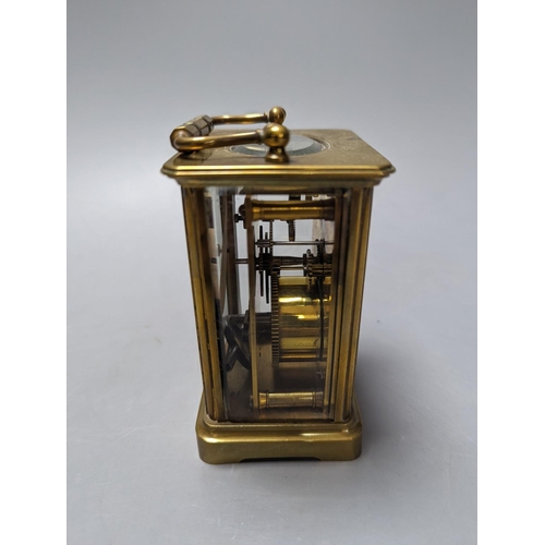 337 - A brass carriage timepiece