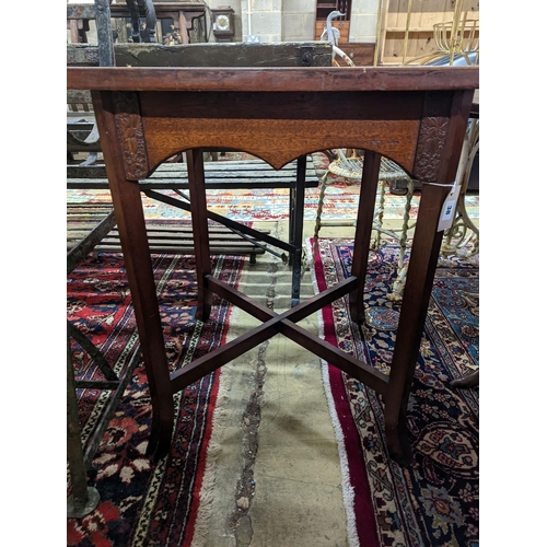 38 - An early 20th century French inlaid games table, width 61cm, depth 61cm, height 7cm