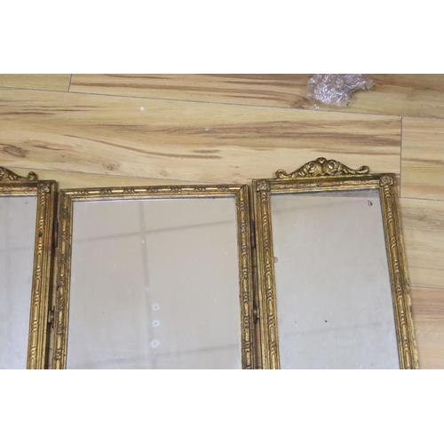 387 - A gilt triptych mirror a.f