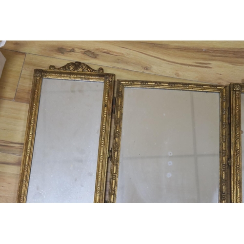 387 - A gilt triptych mirror a.f