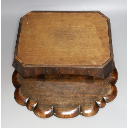 397 - A Georgian oval pie crust tray 38 cms wide and a Regency rosewood letter tray.