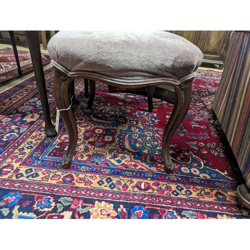 4 - A Victorian mahogany upholstered footstool. H-47cm