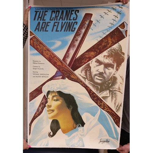 423 - A Cannes Film Festival film poster on canvas backing:“ The Cranes Are Flying”.