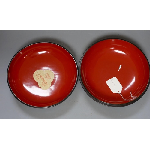 428 - A Japanese lacquer box and cover, 21 cms diameter.