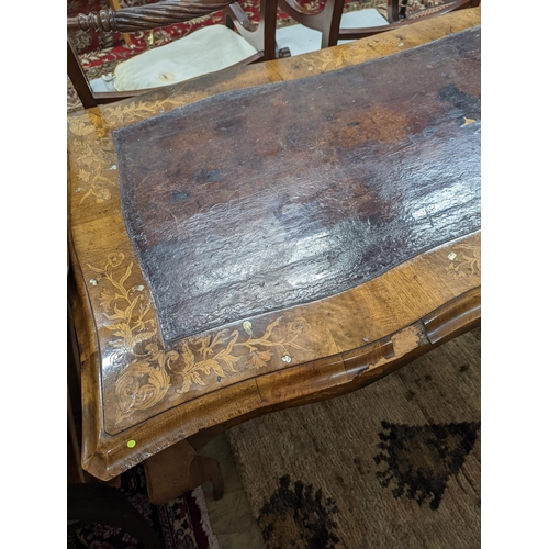 44 - A 19th century mother of pearl and marquetry inlaid writing table, width 120cm, depth 65cm, height 7... 