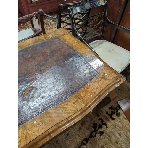 44 - A 19th century mother of pearl and marquetry inlaid writing table, width 120cm, depth 65cm, height 7... 