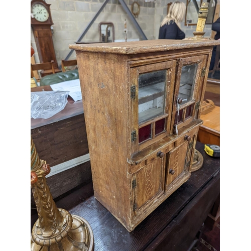 47 - A 19th century Continental grained pine miniature dresser, width 39cm, depth 24cm, height 56cm... 