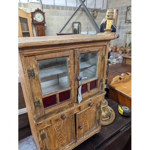 47 - A 19th century Continental grained pine miniature dresser, width 39cm, depth 24cm, height 56cm... 