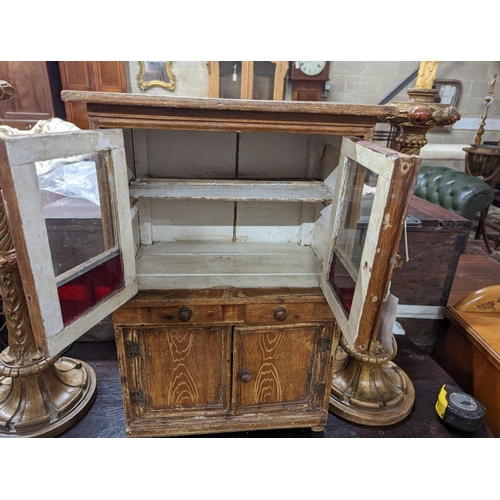 47 - A 19th century Continental grained pine miniature dresser, width 39cm, depth 24cm, height 56cm... 