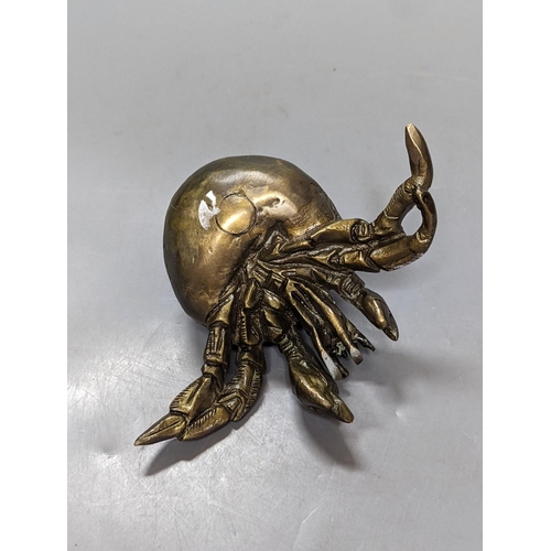 476 - A pair of bronze crabs, largest 22.5 cms wide.