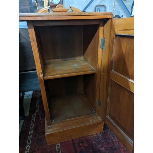 48 - A Victorian satin walnut bedside cabinet, width 41cm, depth 38cm, height 86cm