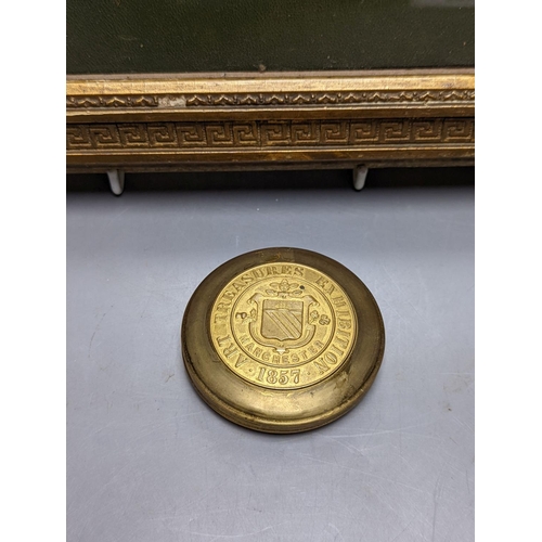 497 - Two Exhibition Prize Medals, to JV Hill, saw manufacturers, London 1851 and Paris 1855, frame 34cm. ... 