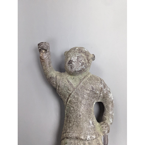 506 - A Chinese archaistic bronze figure, 13cm.